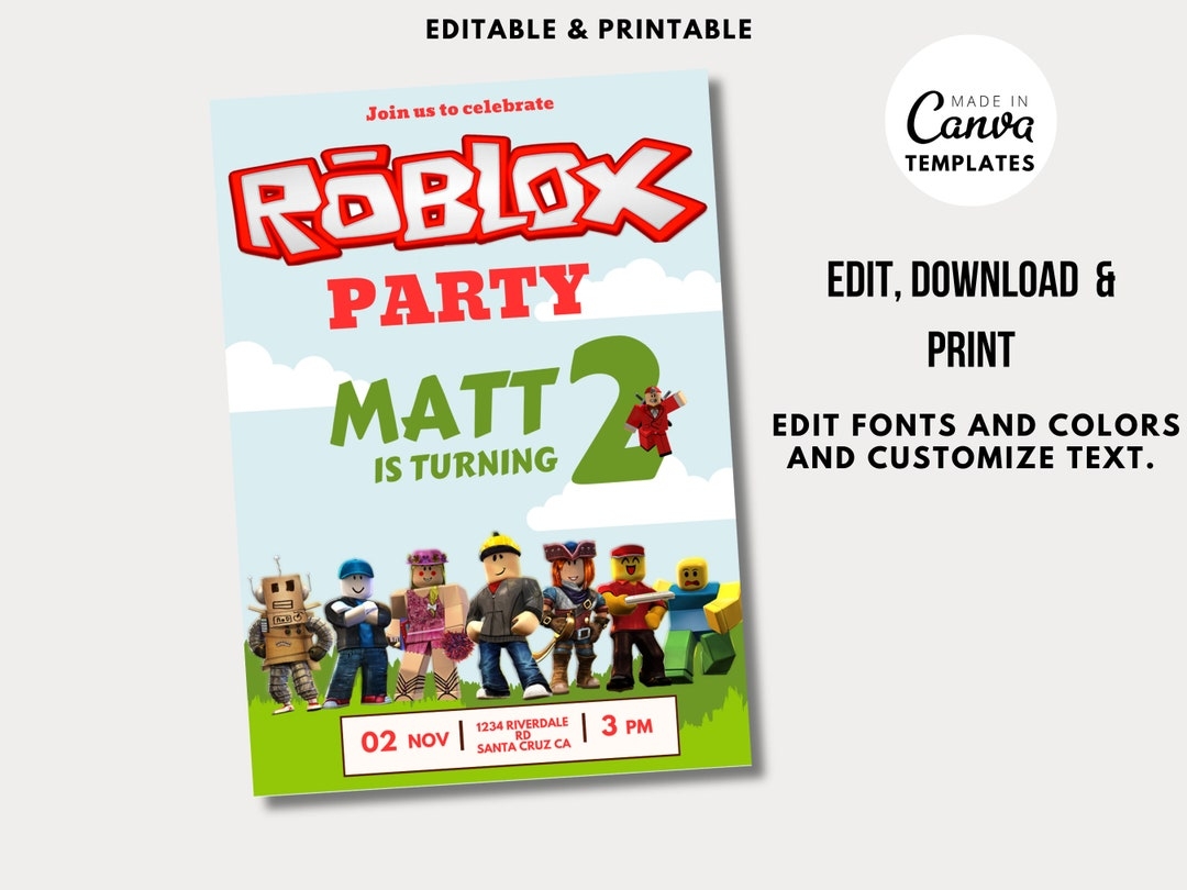 roblox party invitation template free
