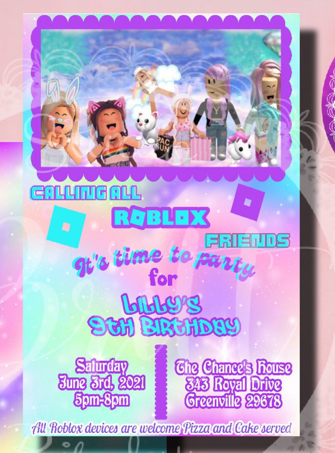 Roblox Party Invitation Template