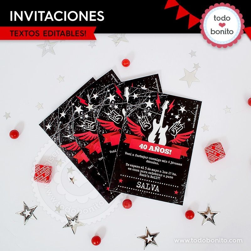 rock party invitation templates