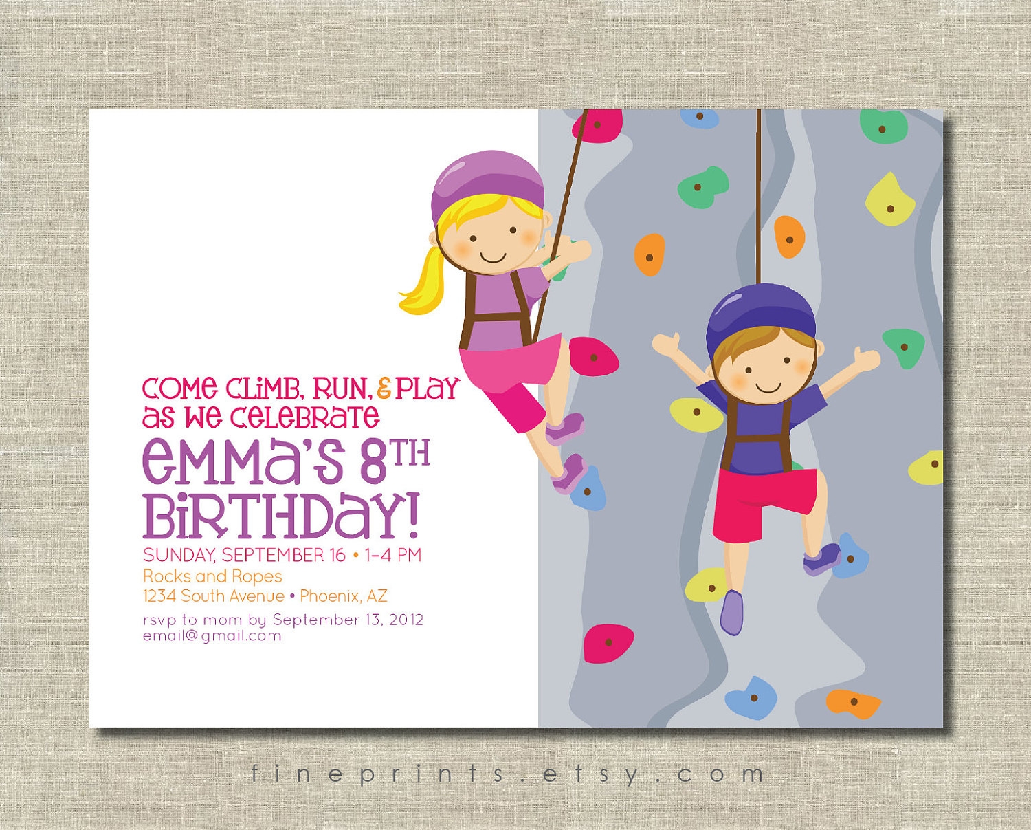 Rock Climbing Birthday Party Invitations Dolanpedia