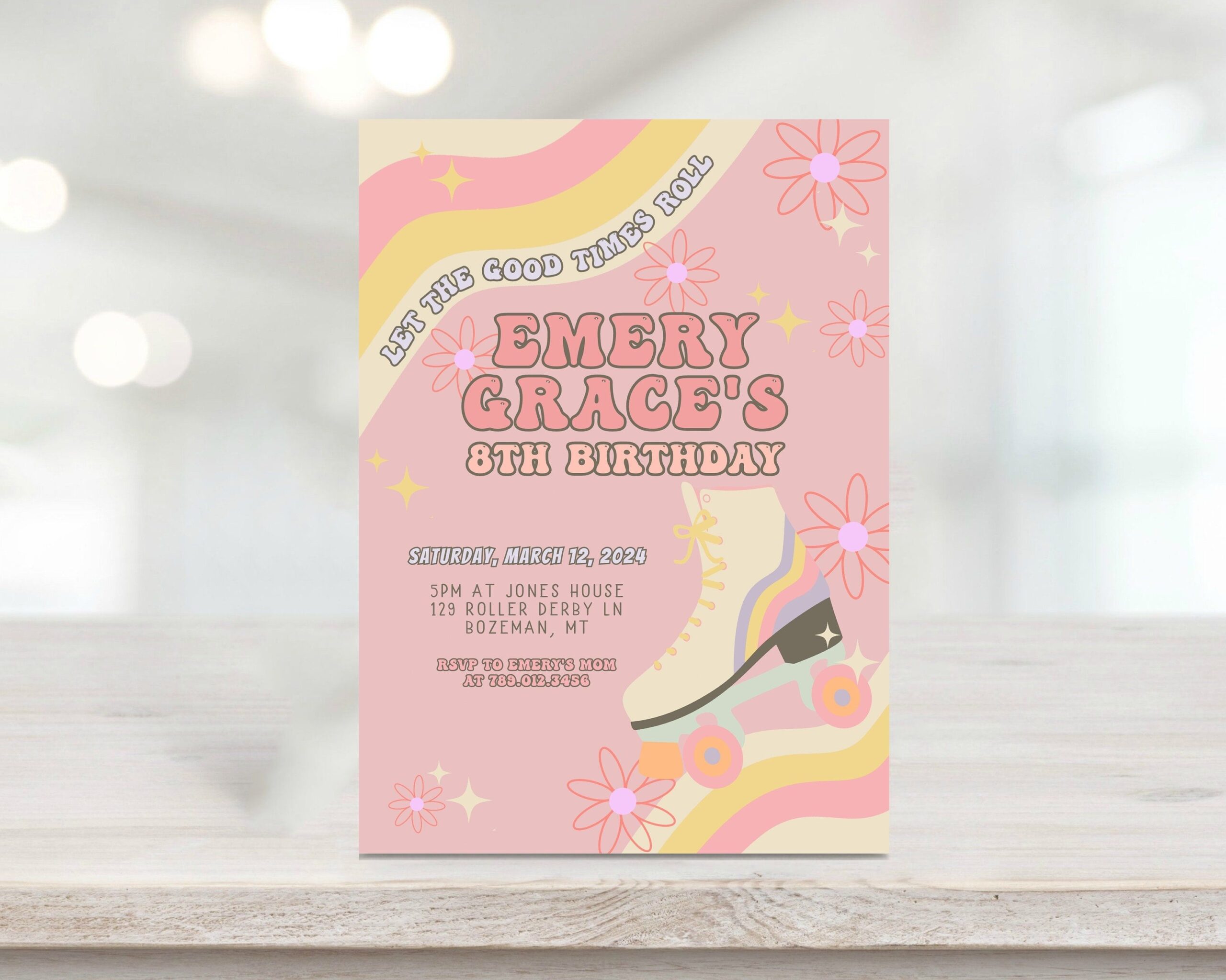 Roller Skate Birthday Invitation Template Let The Good Times Roll