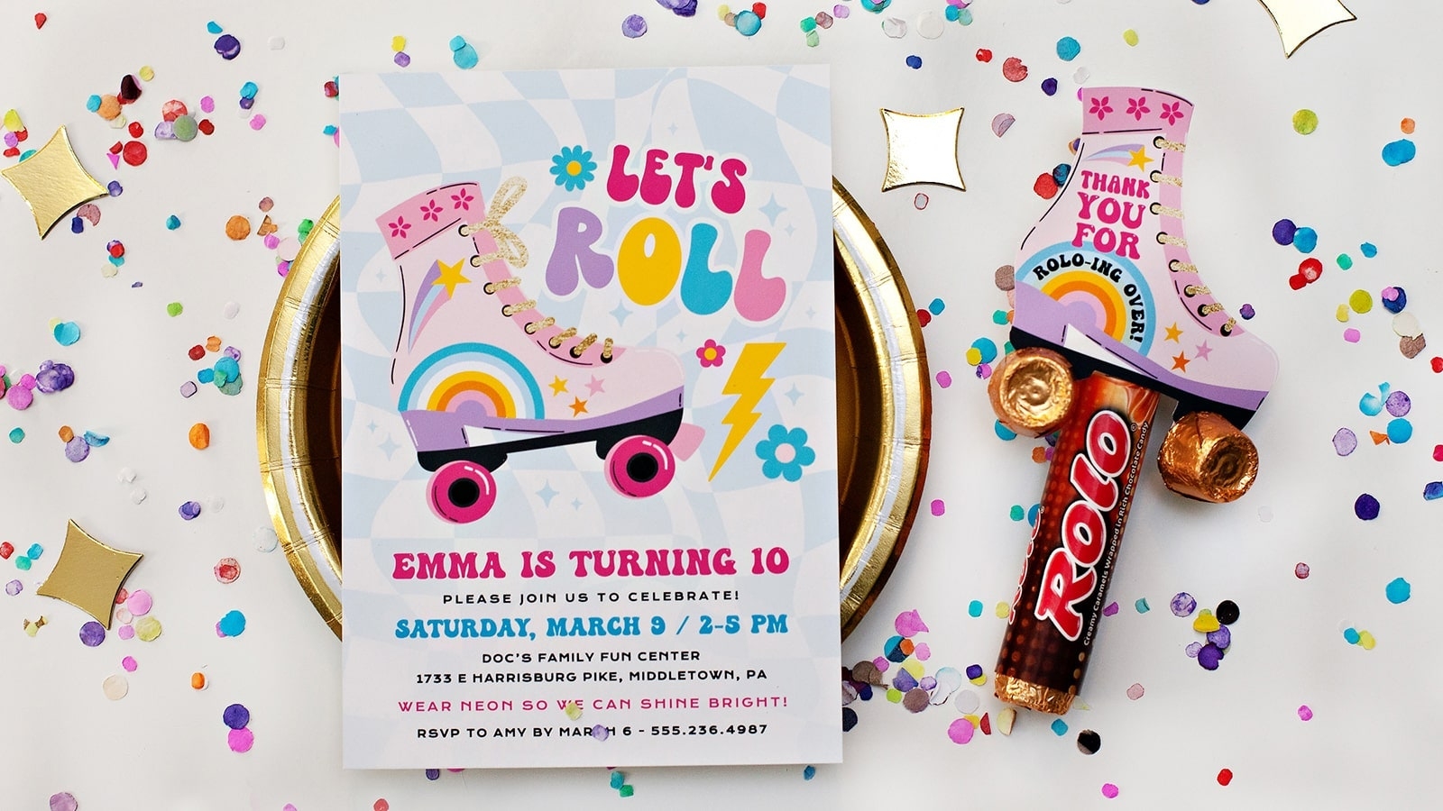 Roller Skate Birthday Party Invitation Favor Hersheyland
