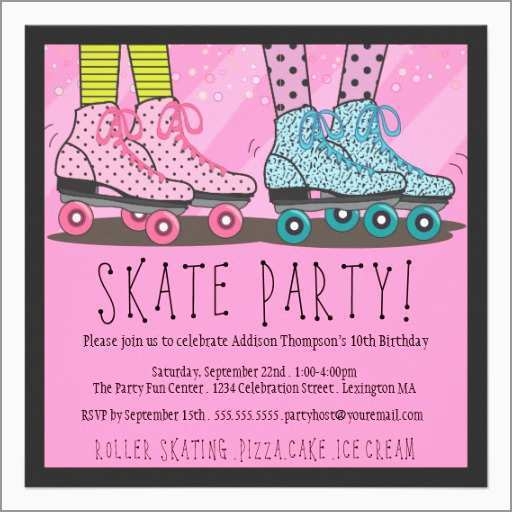 Roller Skating Birthday Party Invitation Template Cards Design Templates