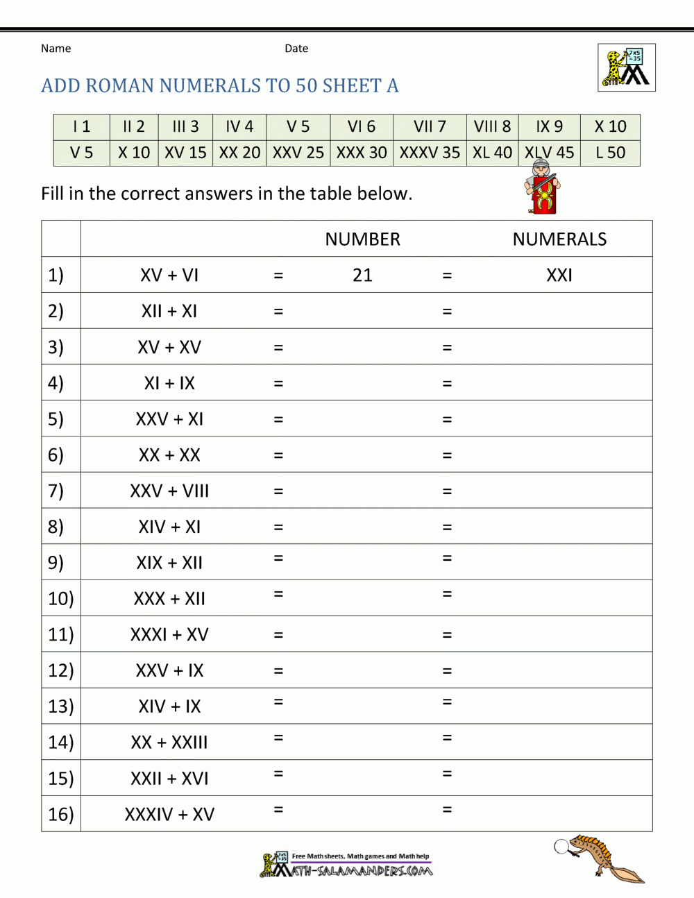writing numerals worksheet