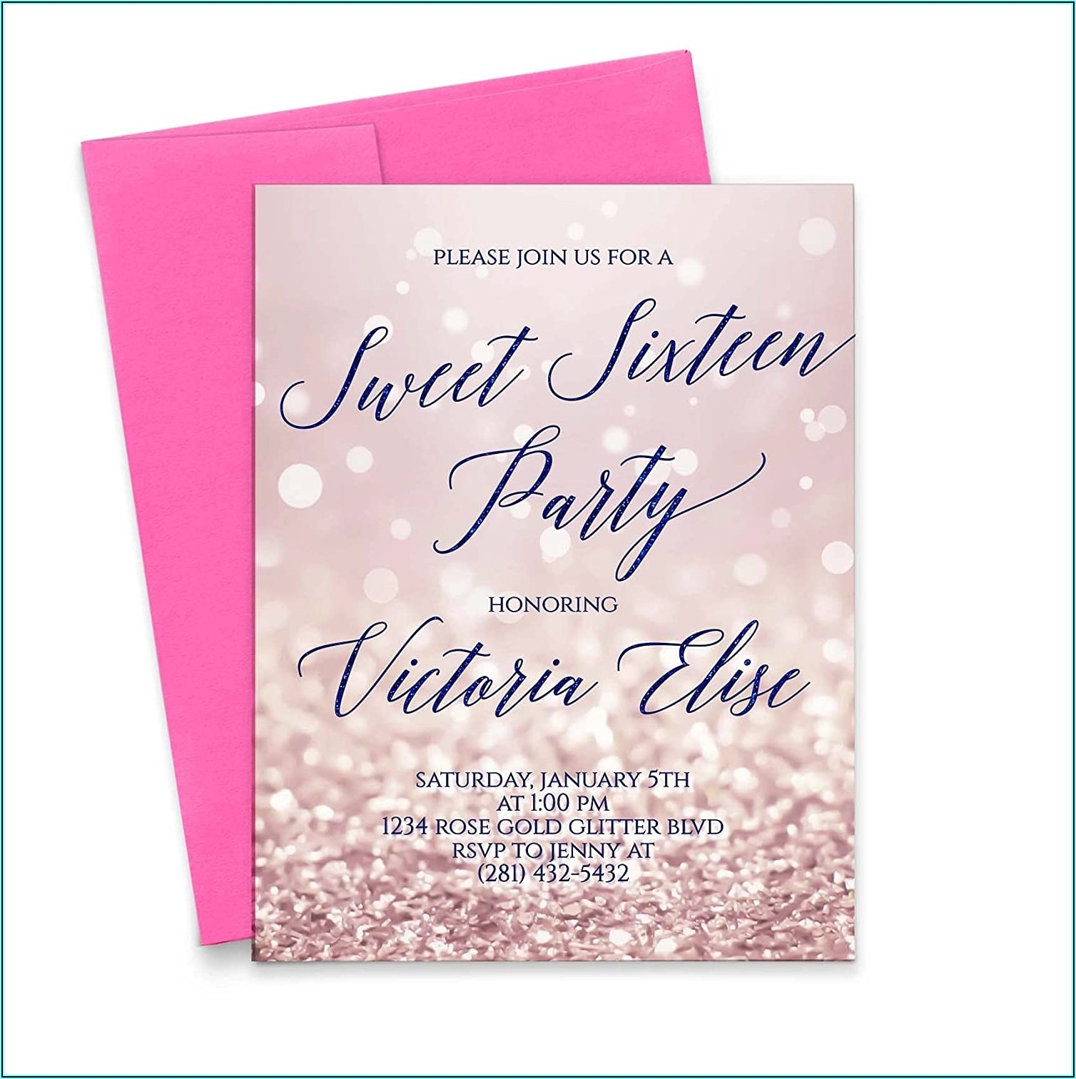rose gold sweet 16 invitation templates