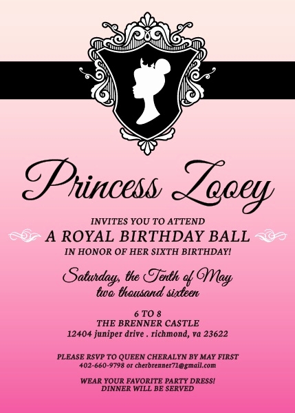 Royal Ball Invitation Wording