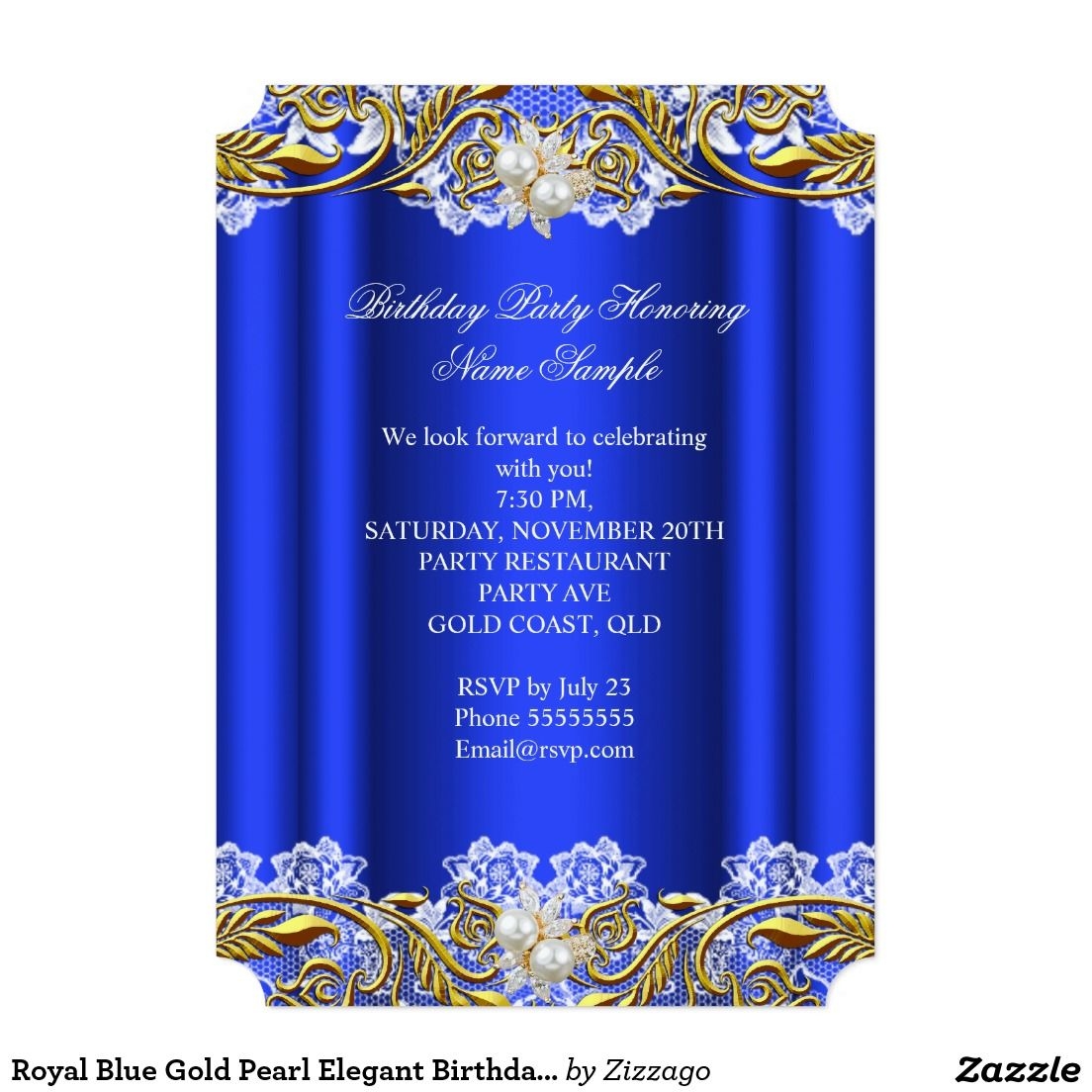 Royal Blue And Gold Invitation Templates Free Send By Text Or Email