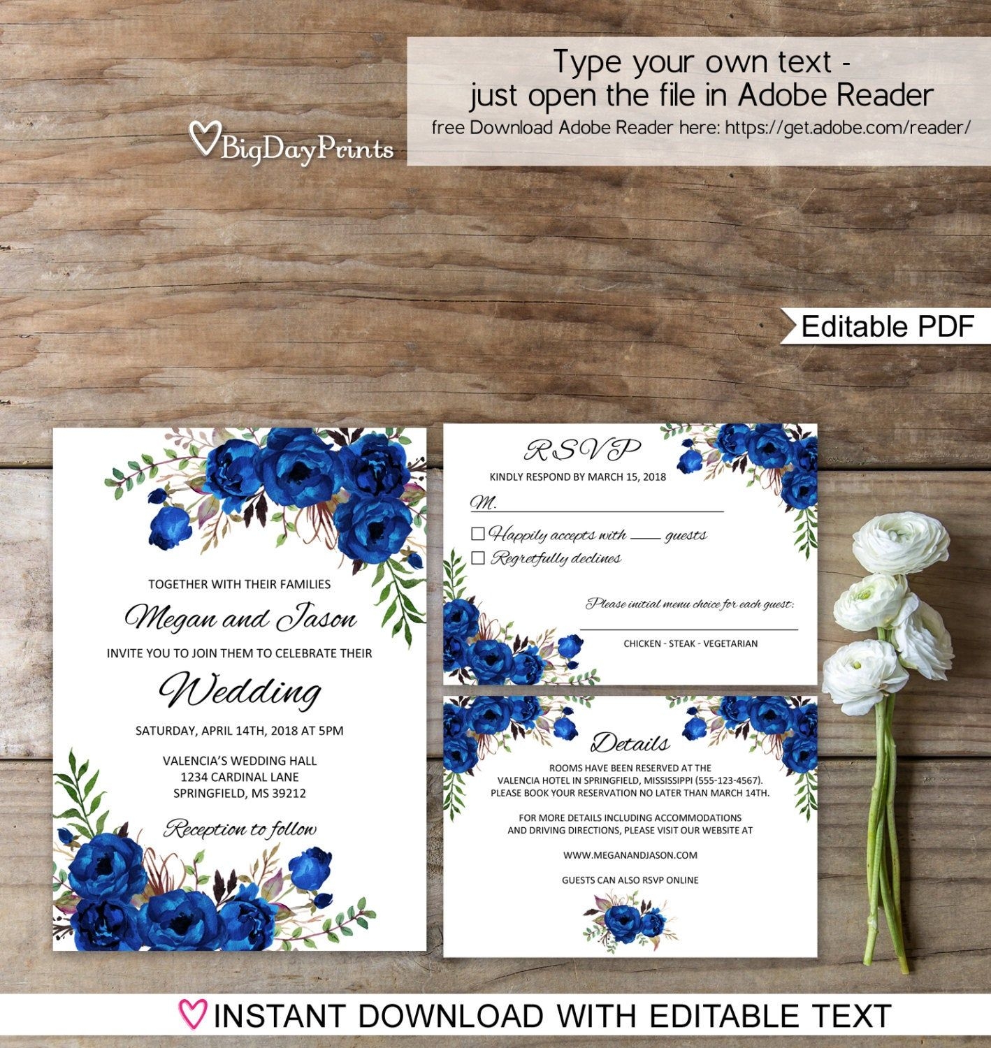 Royal Blue Invitation Template Printable Word Searches