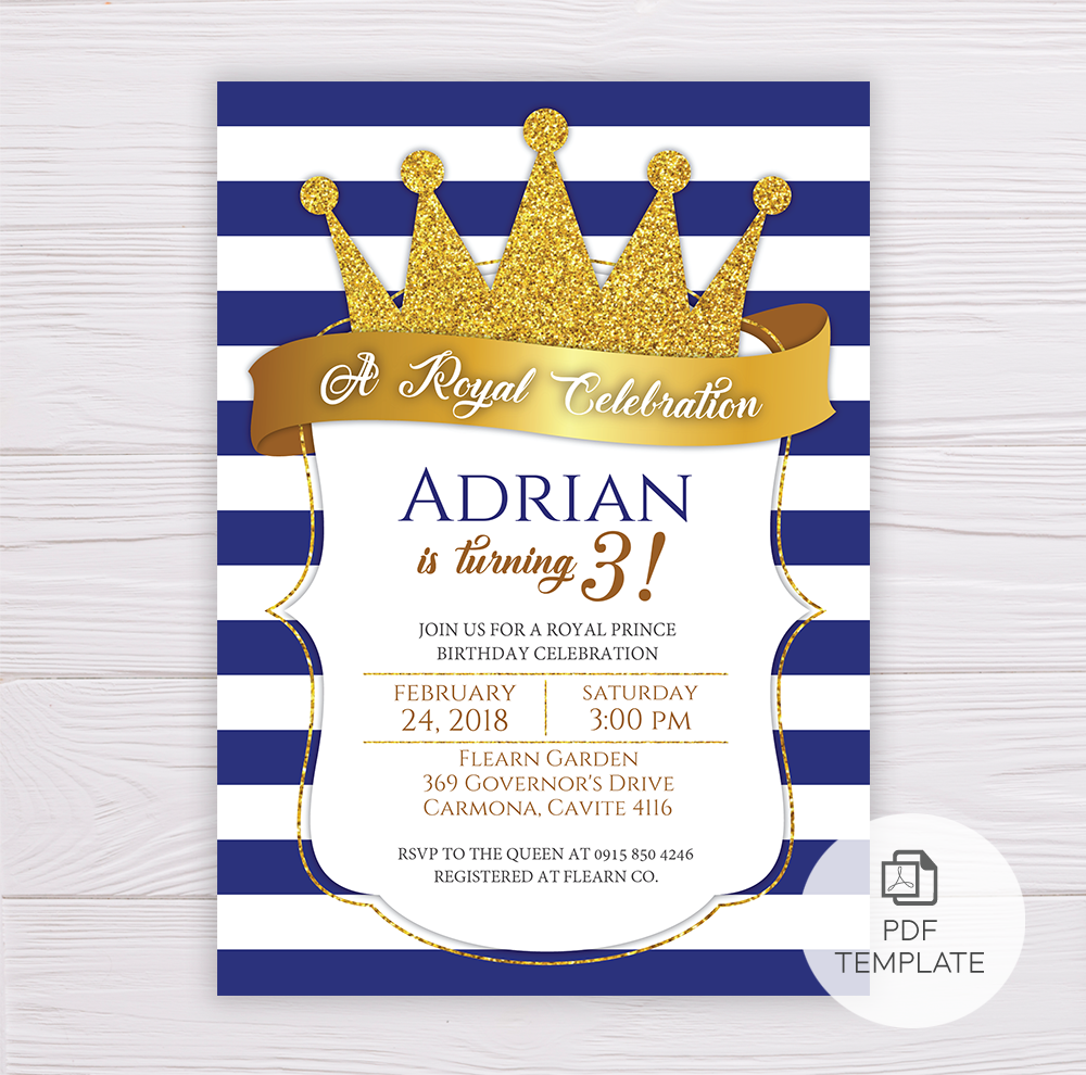 Royal Prince Invitation Template Dgtally