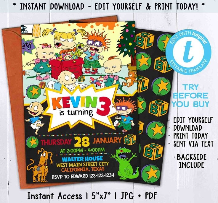 Rugrats Birthday Party Invites Baby Shower Rugrats Birthday