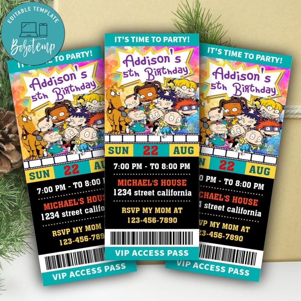 Rugrats Ticket Invitation Customizable Template Bobotemp