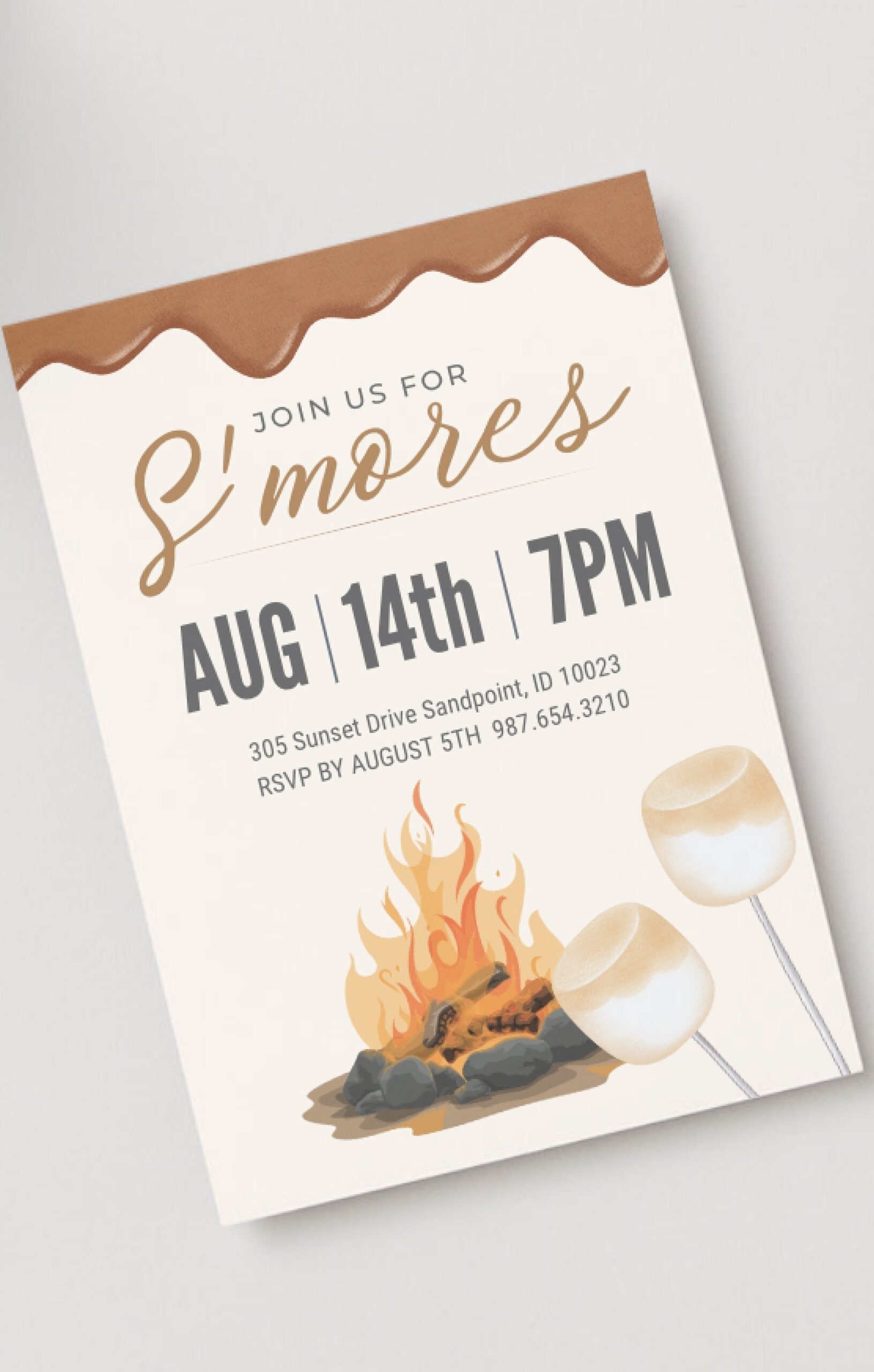 S 39 mores Invitation Template S 39 mores Campfire Outdoor Invitation 