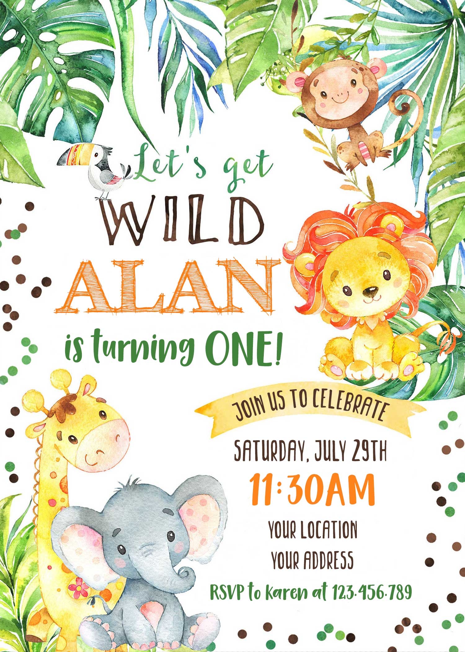 safari theme birthday invitation template