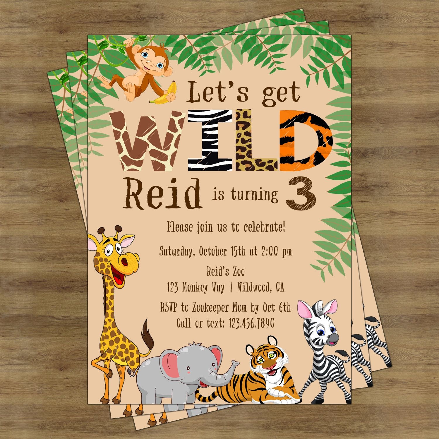 safari birthday invitation template free