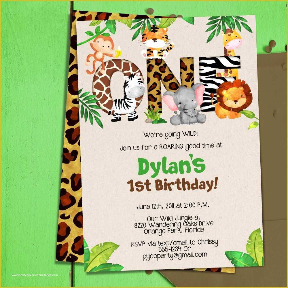 Safari Invitation Template Free Of Jungle 1st Birthday Party Invitation