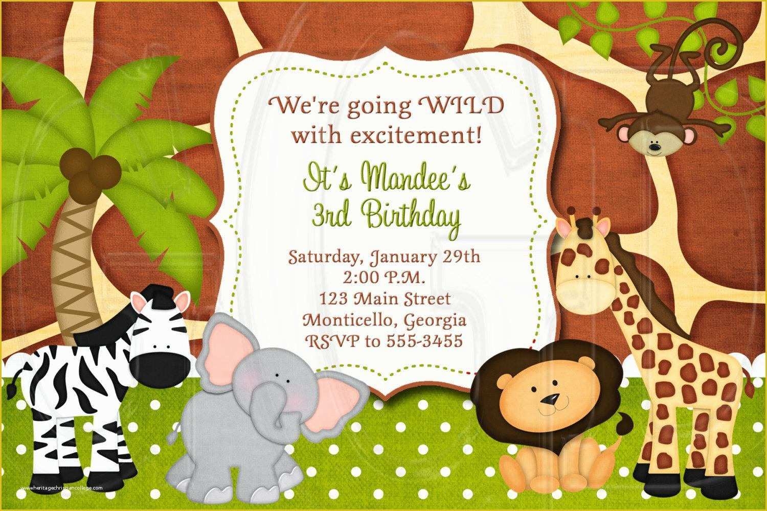 Safari Invitation Template Free Of Safari Party Invitation Instant 