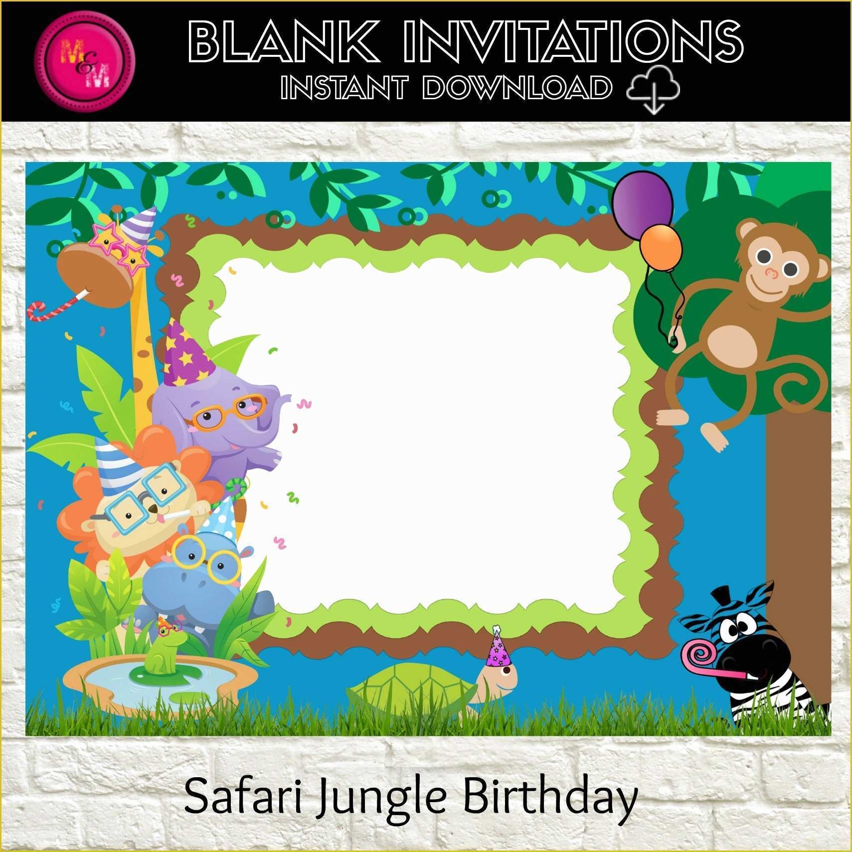 Safari Invitation Template Free Of Safari Party Invitation Instant 