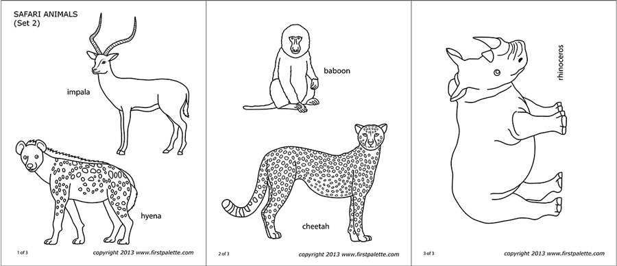 Safari Or African Savanna Animals Free Printable Templates Coloring 