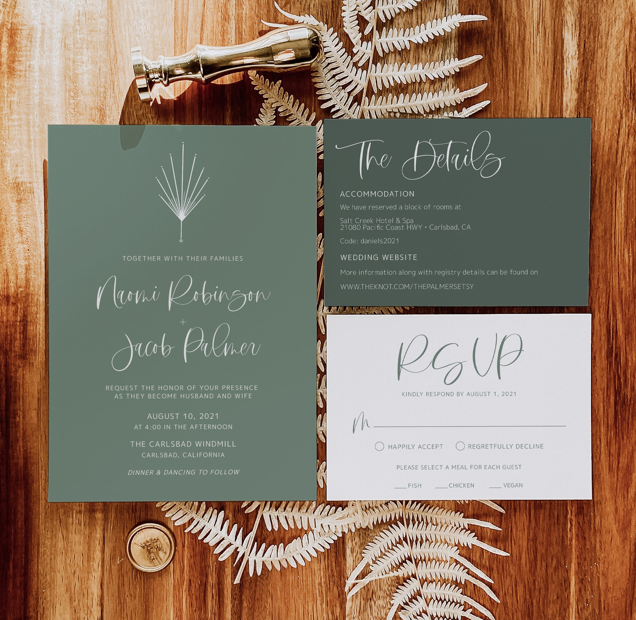 sage green invitation template free