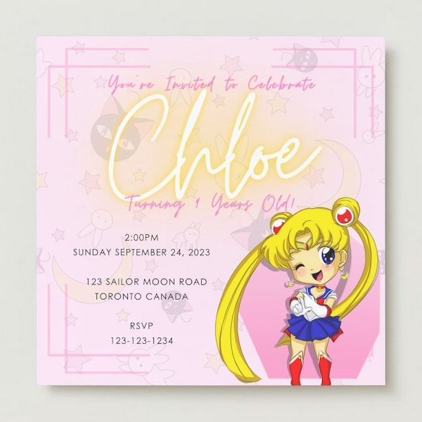 Sailor Moon Invitation Template Etsy