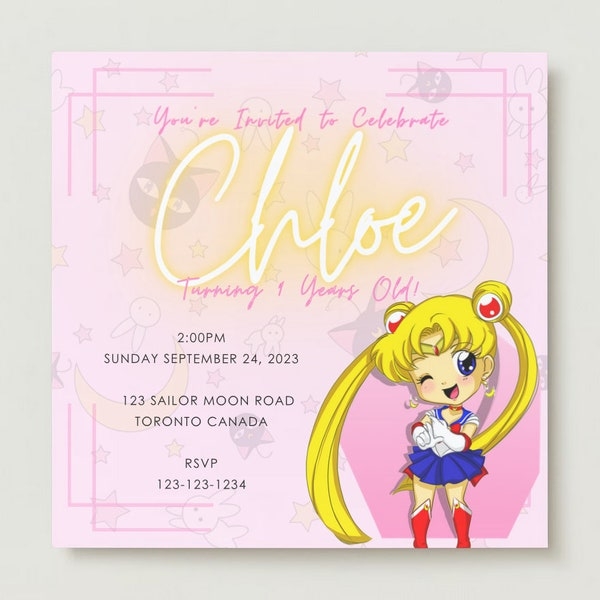 Sailor Moon Invitation Template Etsy