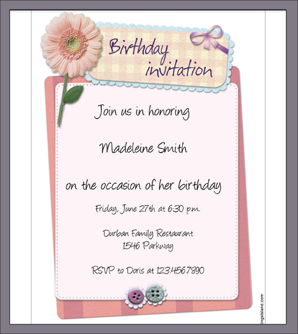 Sample Birthday Invitation Template 40 Documents In PDF PSD Vector