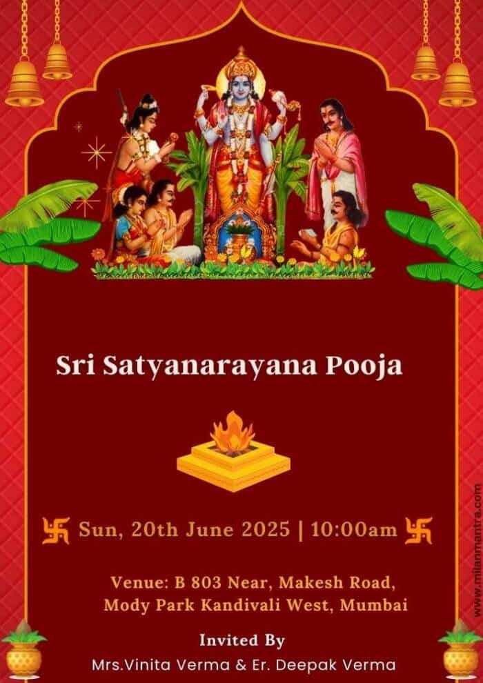satyanarayan puja invitation template