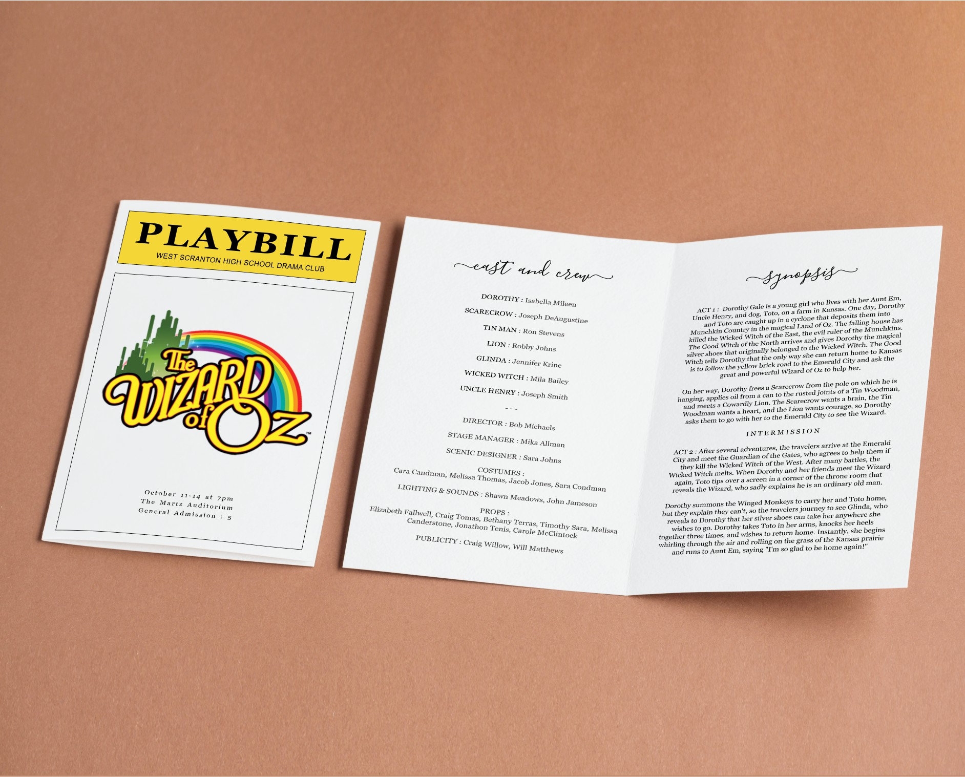 School Play Program Playbill Template Printable Theatre College High