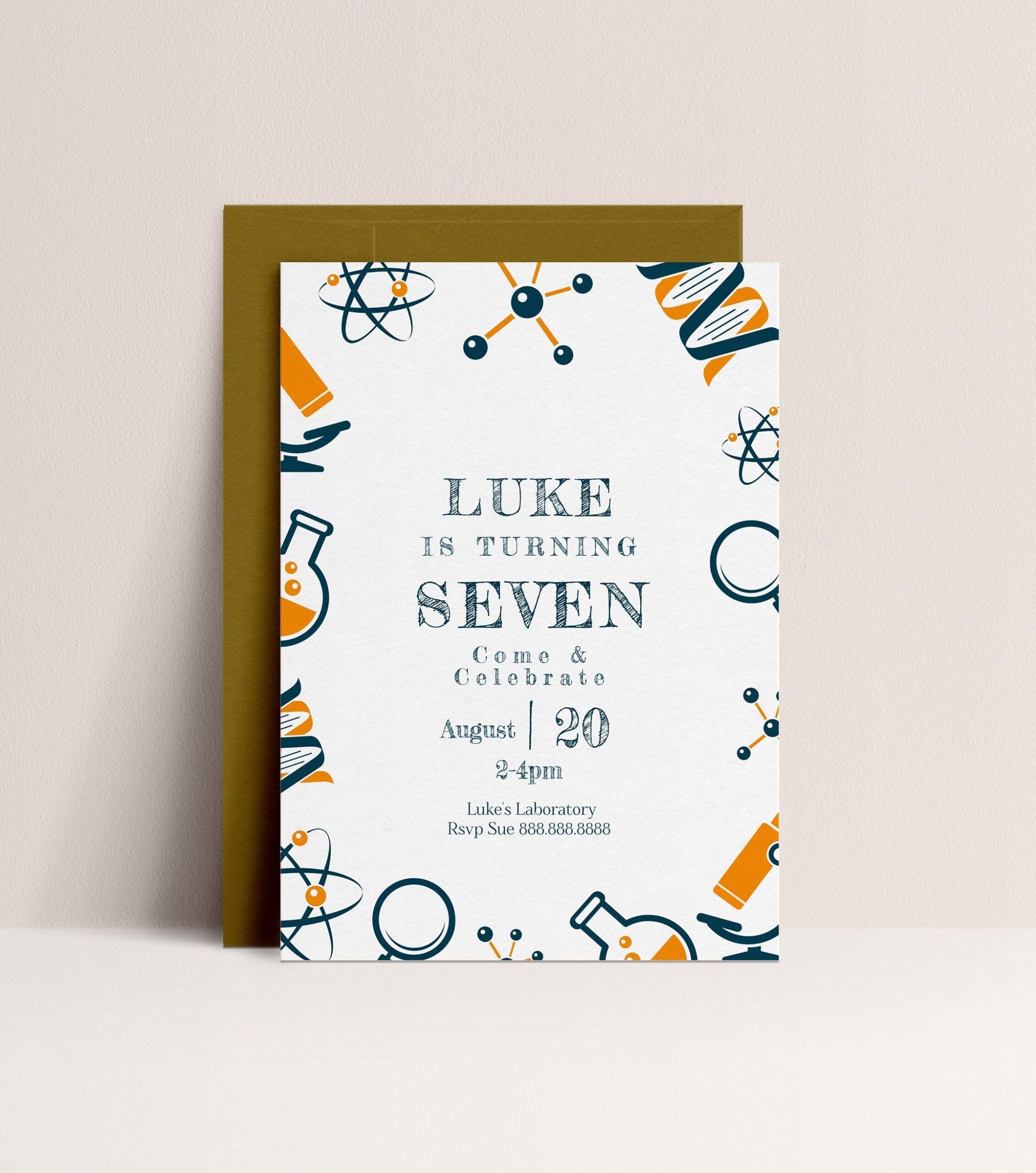 Science Birthday Invitation Boys Science Party Invite Science Birthday