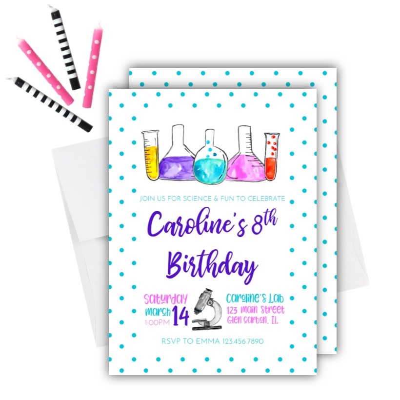 Science Birthday Invitation Rose Paper Press