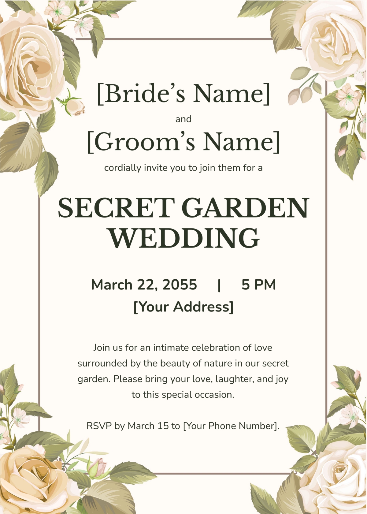 Secret Garden Wedding Invitation Template Edit Online Download