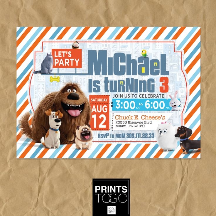 secret life of pets invitation template
