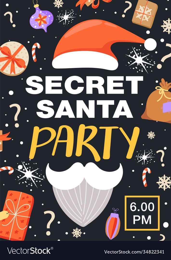 Secret Santa Invitation Template Royalty Free Vector Image