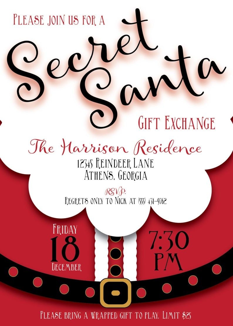 secret santa invitation template free