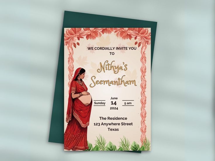 Seemantham Digital Invite Sreemantham Invitation Template Valaikappu 