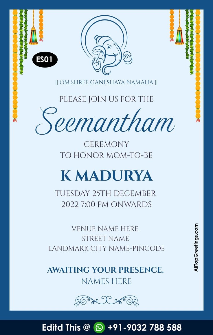 Seemantham Invitation Template Free Dev onallcylinders