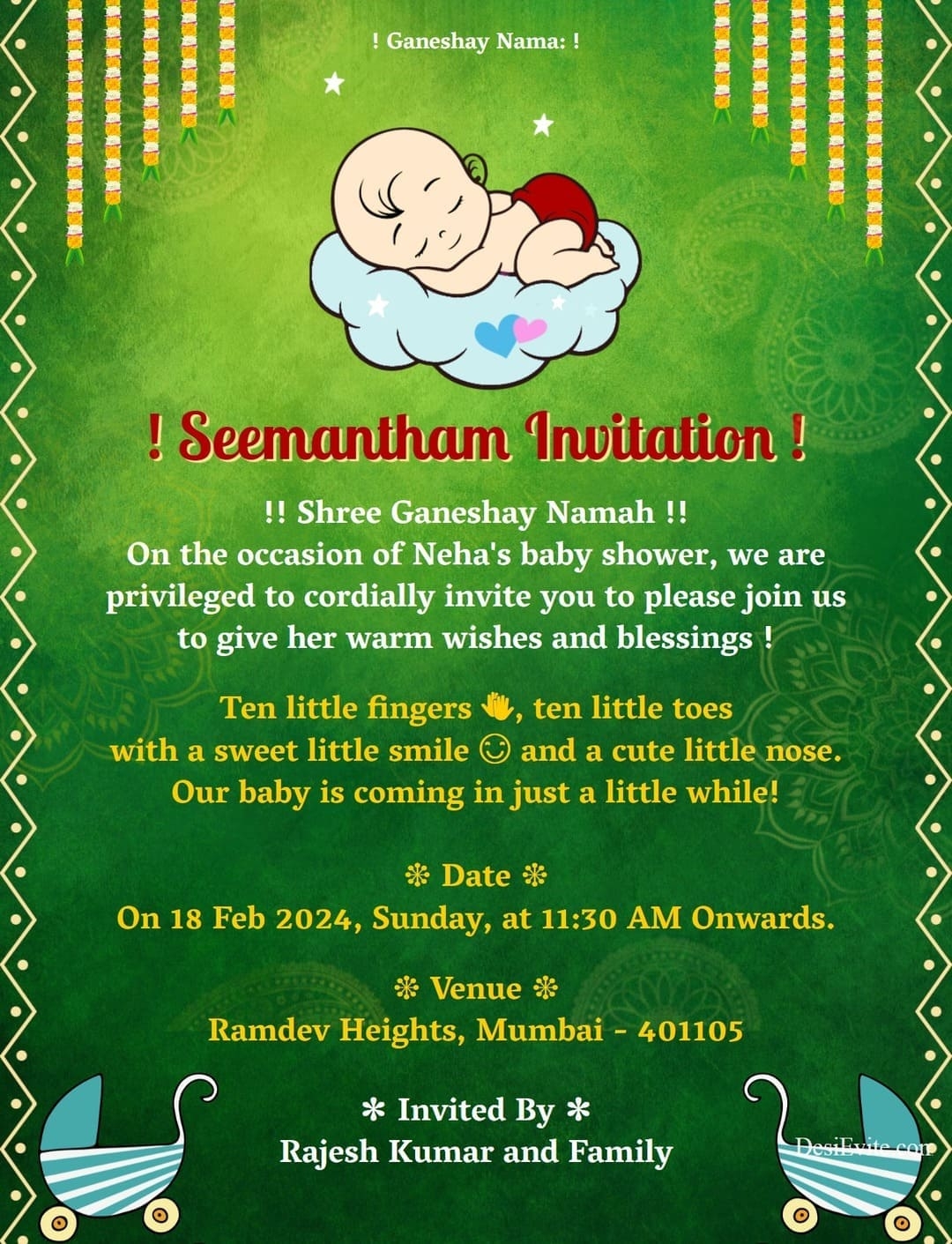 seemantham invitation template in telugu