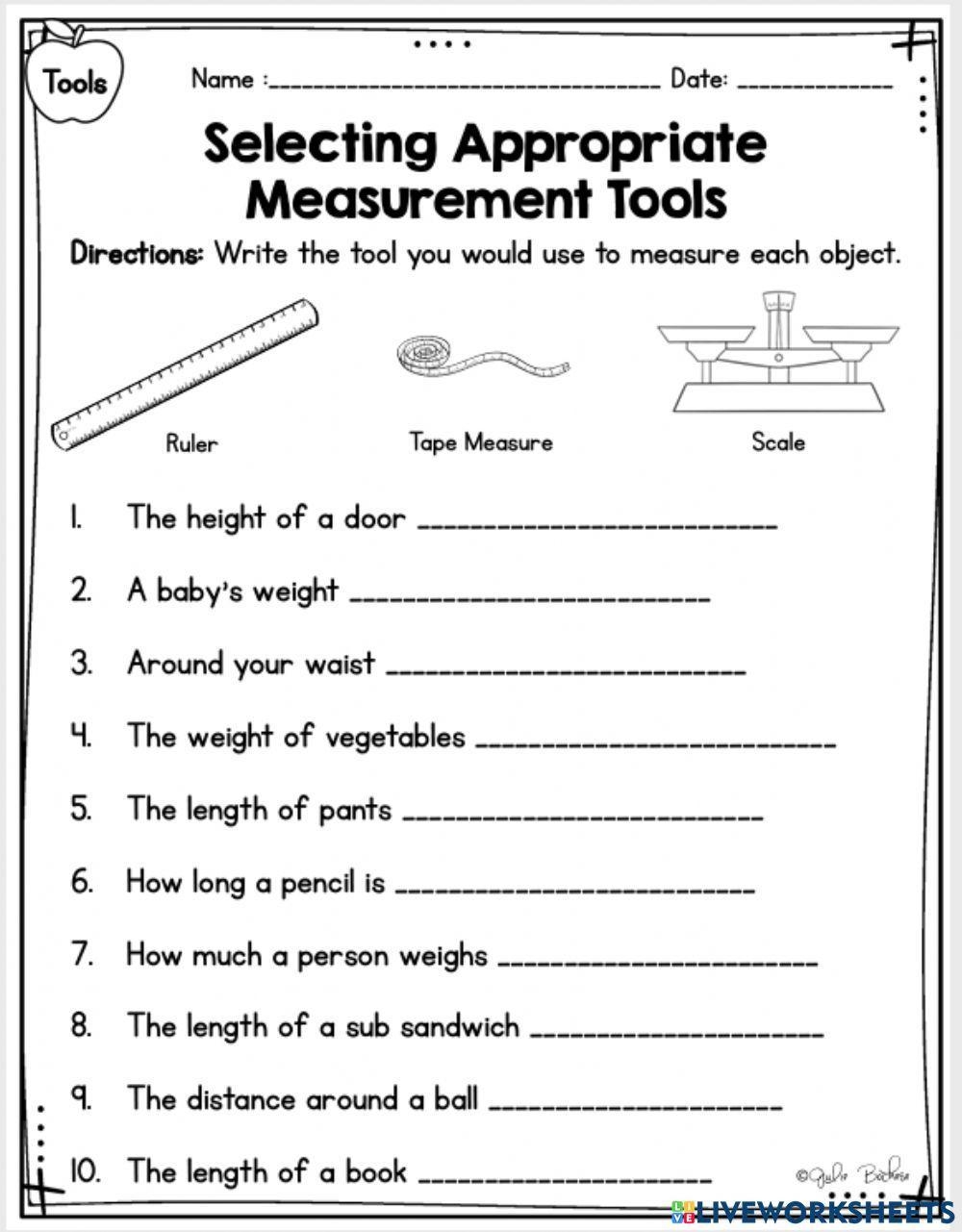 clay tools worksheet