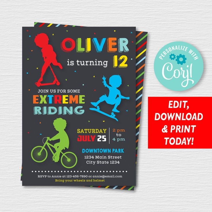 Self Editable Extreme Riding Invitation Scooter Invitation Bike 