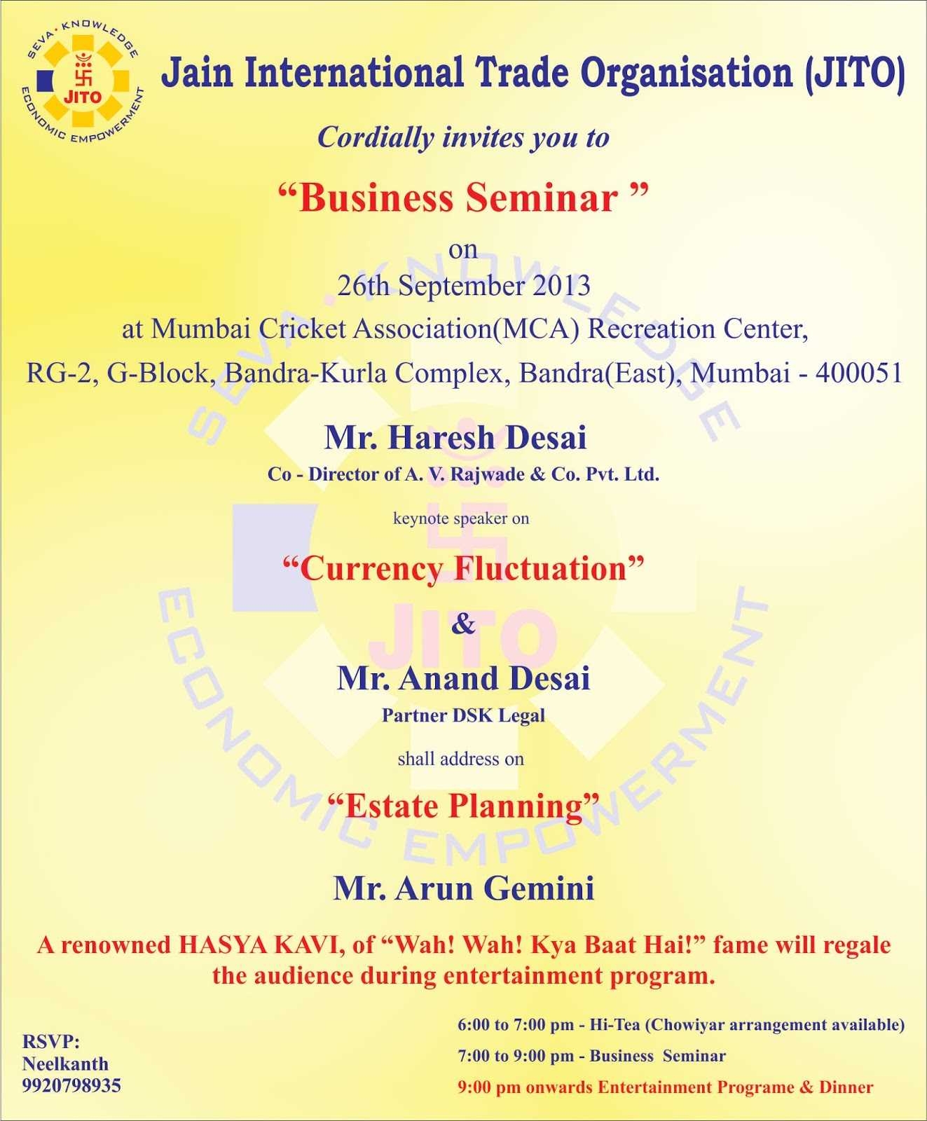 Seminar Invitation Card Template Sample gelorailmu