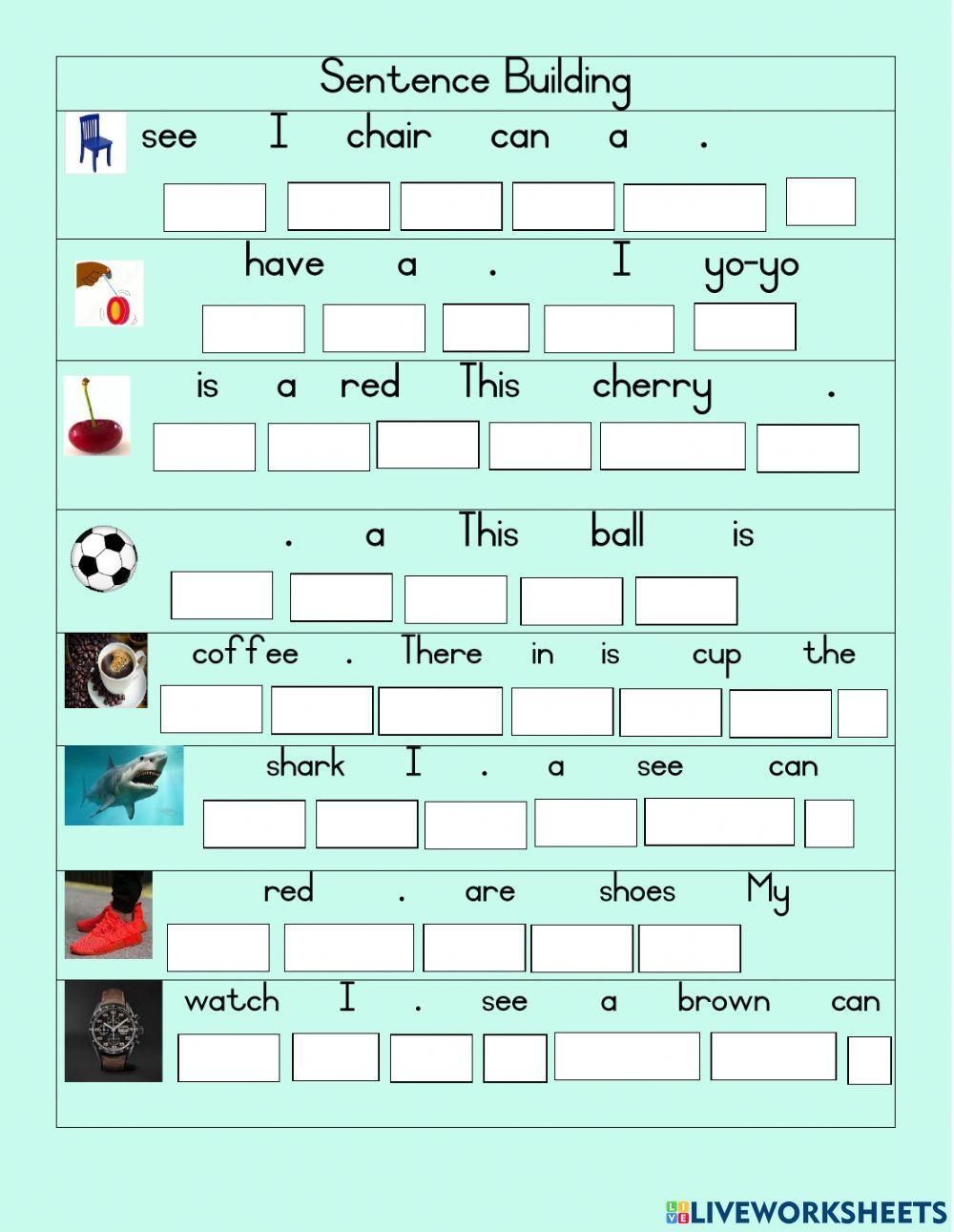 Sentence Building A Worksheet Live Worksheets Worksheets Library