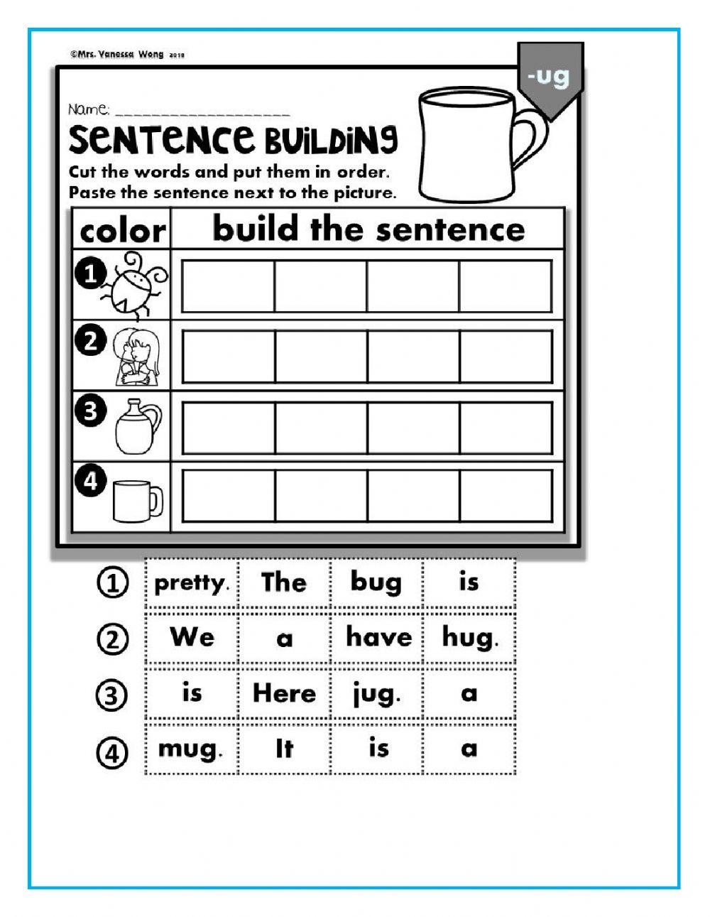 build a sentence worksheet