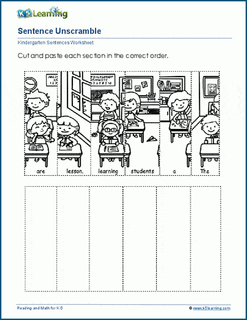 Sentence Unscramble Worksheets K5 Learning Worksheets Library