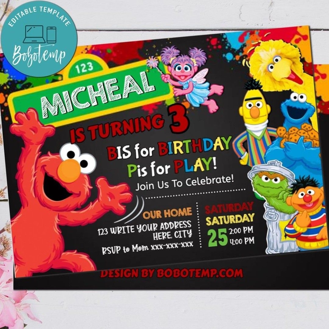 Sesame Street Birthday Invitation Template