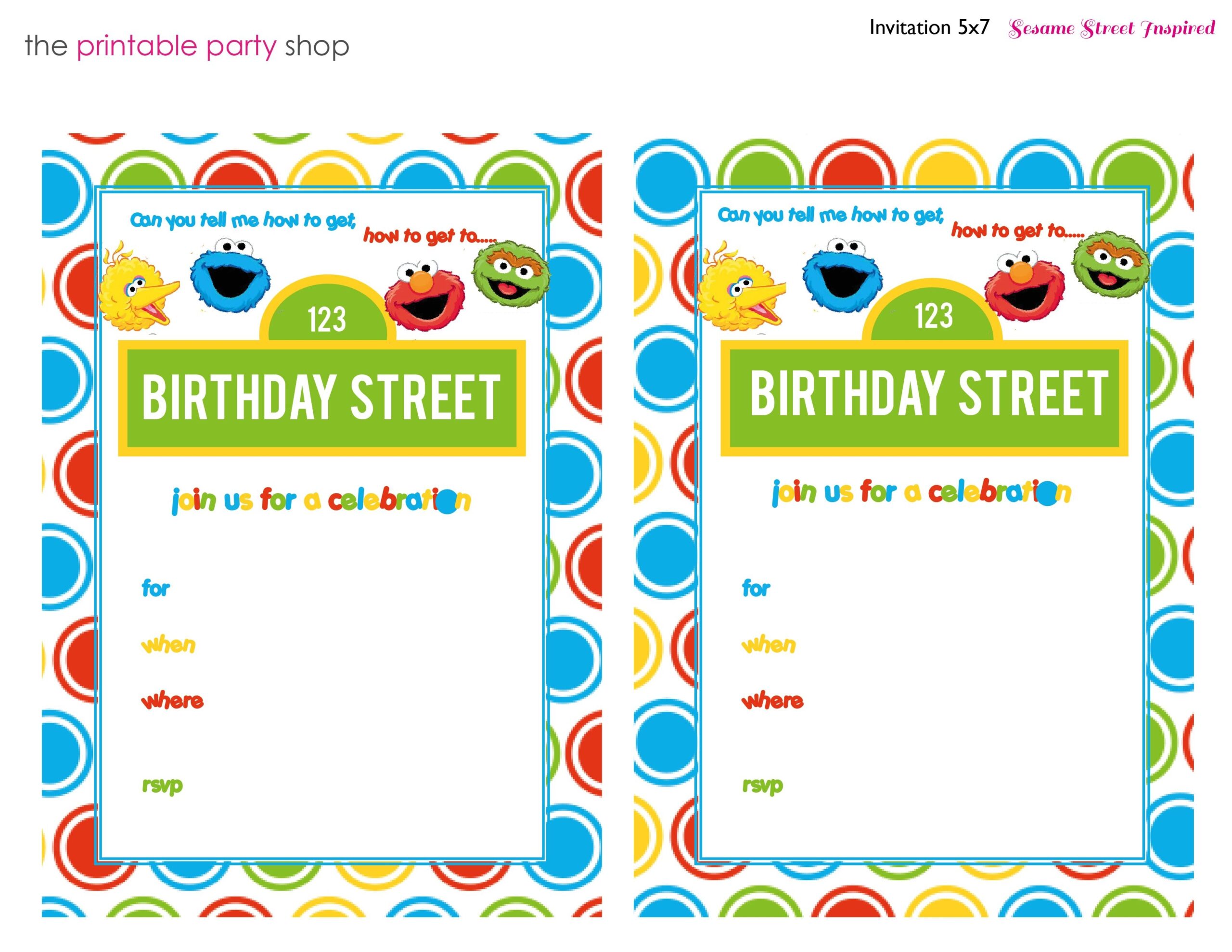 sesame street invitation blank template