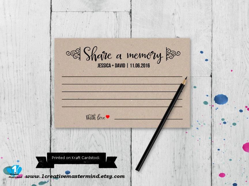 Share A Memory Printable Card Wedding Advice Template Bridal Shower 