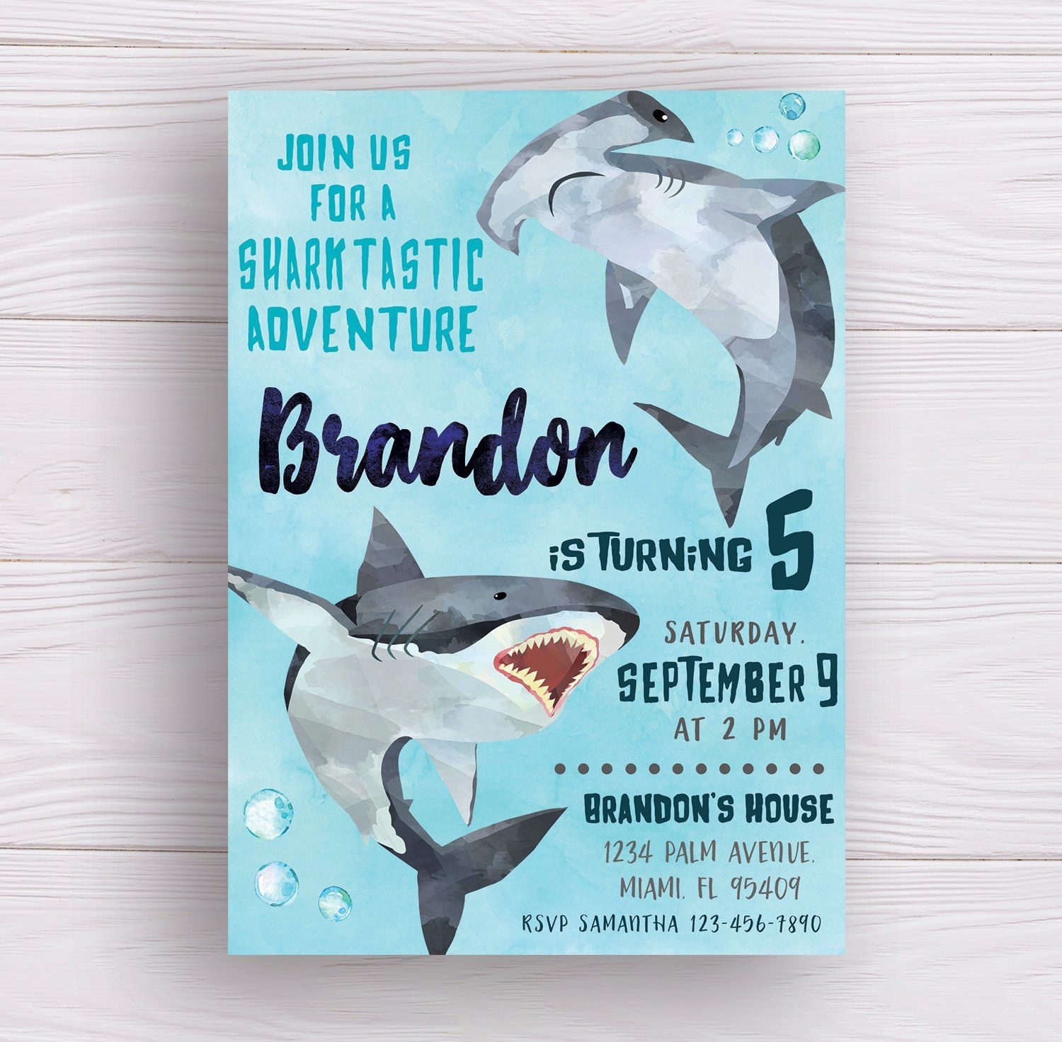 shark party invitation template free