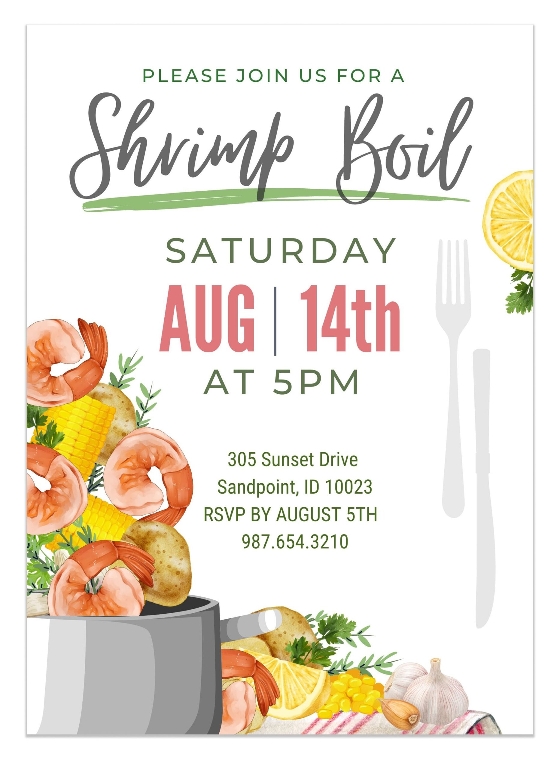 Shrimp Boil Invitation Template Cookout Invitation Backyard Party Low