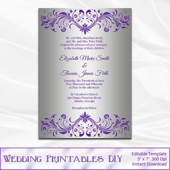 purple and silver invitation template