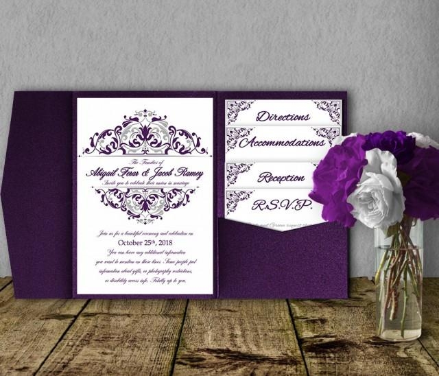 Silver Purple Wedding Invitation Template Kit Invitation Suite 